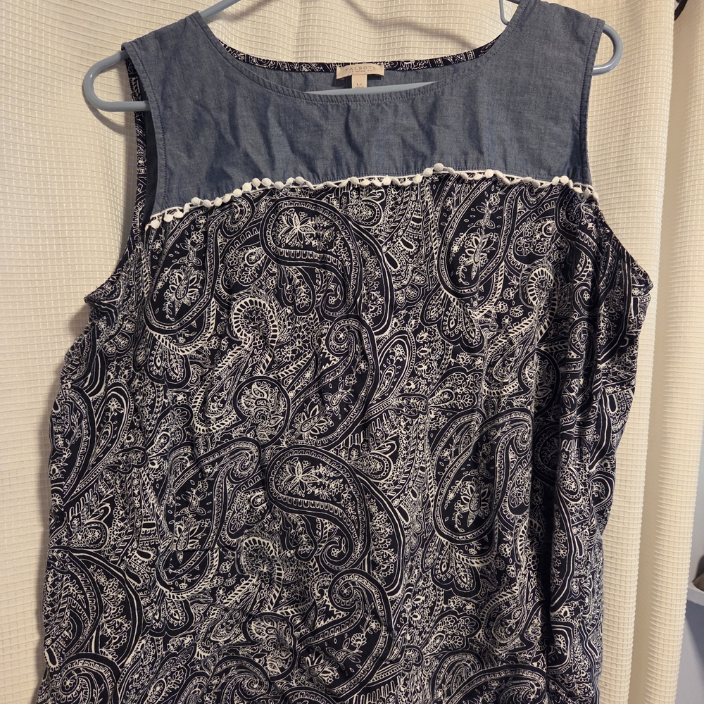 Talbots Blue and White Paisley Tank Top